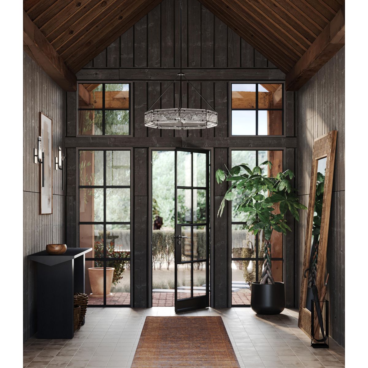 Progress Lighting Rivera 6-Light Matte Black Craftsman Chandelier