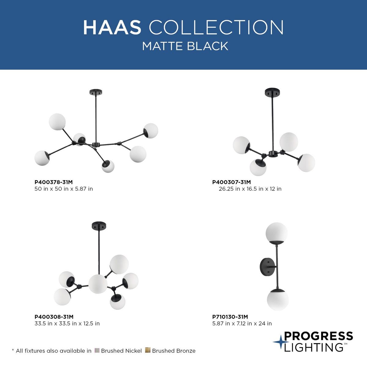 Progress Lighting Haas 6-Light Brushed Bronze Mid-century Chandelier