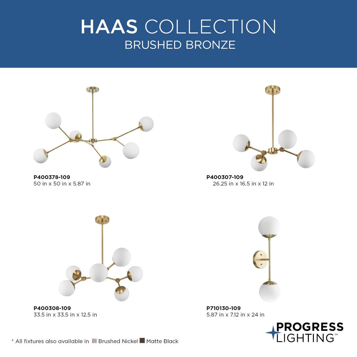 Progress Lighting Haas 6-Light Brushed Nickel Mid-century Chandelier