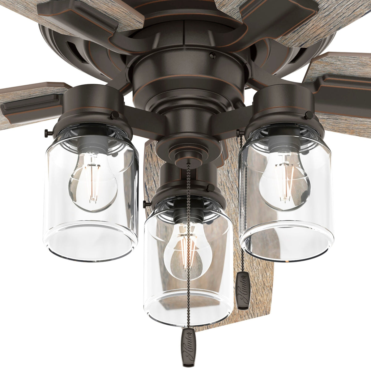 Hunter Lincoln Edison Style LED 52-in Onyx Bengal Bronze LED Indoor Ceiling Fan (5-Blade)
