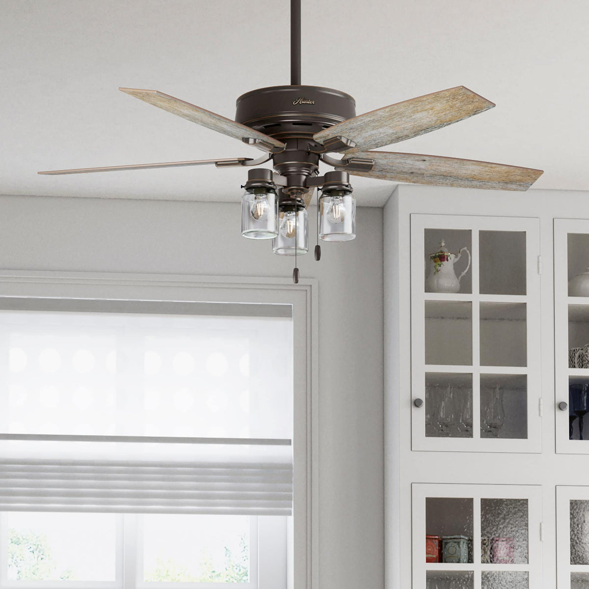 Hunter Lincoln Edison Style LED 52-in Onyx Bengal Bronze LED Indoor Ceiling Fan (5-Blade)