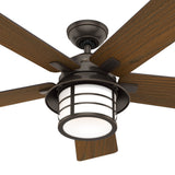 Hunter Lantern Bay LED 54-in Onyx Bengal Bronze Indoor/Outdoor Ceiling Fan with Remote, 5-Blade