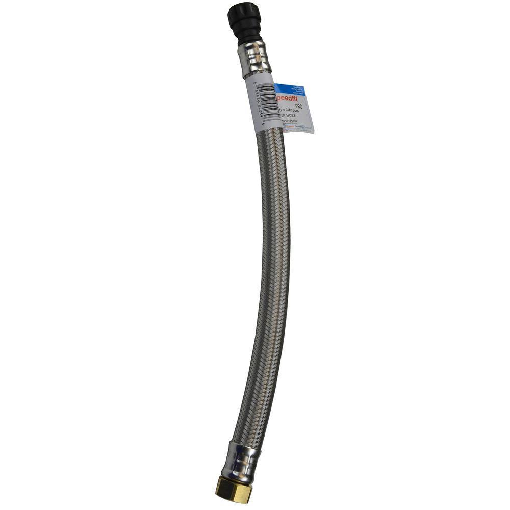 1/2 in. x 18 in. Stainless Steel Push-Fit x Female Pipe Thread Flexi Hose Water Supply Connector - Super Arbor