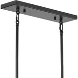 Progress Lighting Rivera 5-Light Matte Black Craftsman Textured Glass Linear Large Hanging Kitchen Island Light