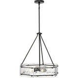 Progress Lighting Rivera 4-Light Matte Black Craftsman Chandelier