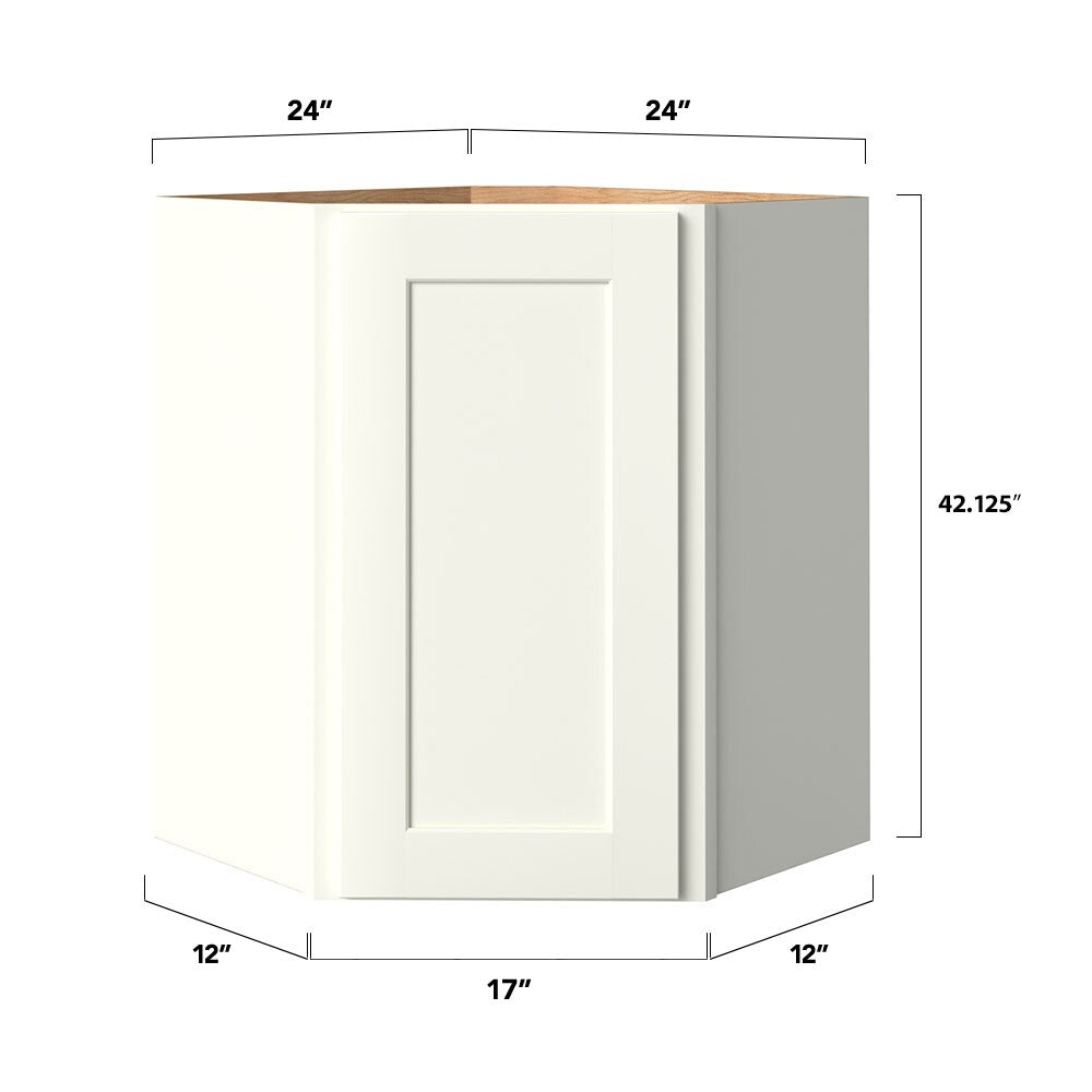 allen + roth Aveley 24-in W x 42.125-in H x 12-in D Linen Diagonal Corner Wall Fully Assembled Cabinet (Flat Panel Square Style)