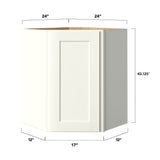 allen + roth Aveley 24-in W x 42.125-in H x 12-in D Linen Diagonal Corner Wall Fully Assembled Cabinet (Flat Panel Square Style)
