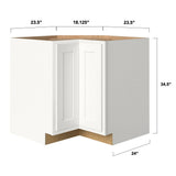 Shenandoah PRO Express Breckenridge 36-in W x 34.5-in H x 24-in D Linen Partial Overlay Lazy Susan Corner Base Fully Assembled Plywood Cabinet (Recessed Panel Shaker Style)
