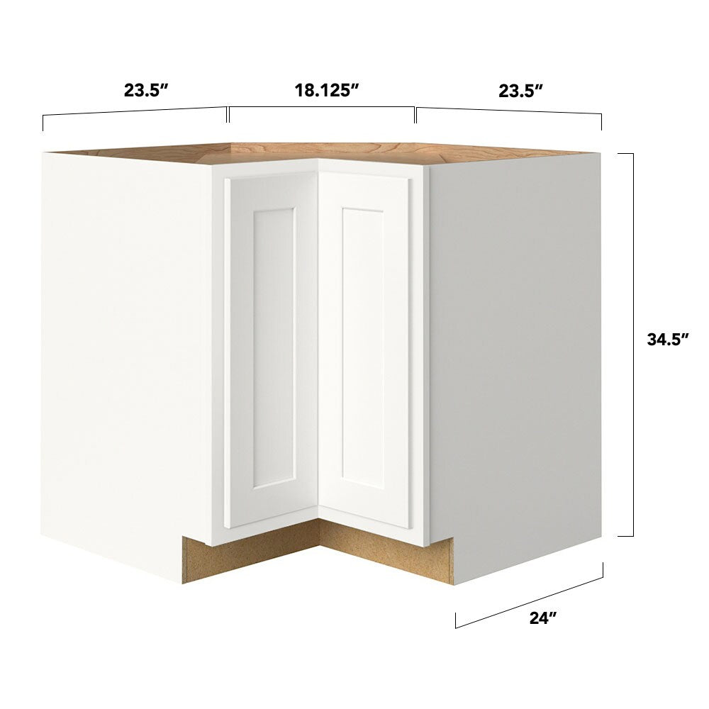Shenandoah PRO Express Breckenridge 36-in W x 34.5-in H x 24-in D Linen Partial Overlay Lazy Susan Corner Base Fully Assembled Plywood Cabinet (Recessed Panel Shaker Style)