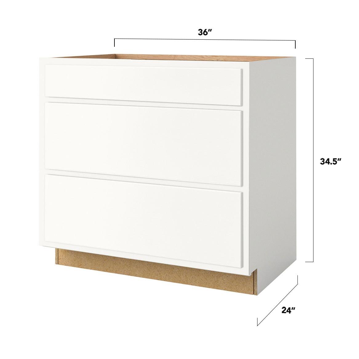 Shenandoah PRO Express Breckenridge 36-in W x 34.5-in H x 24-in D Linen Partial Overlay 3-Drawer Base Fully Assembled Plywood Cabinet