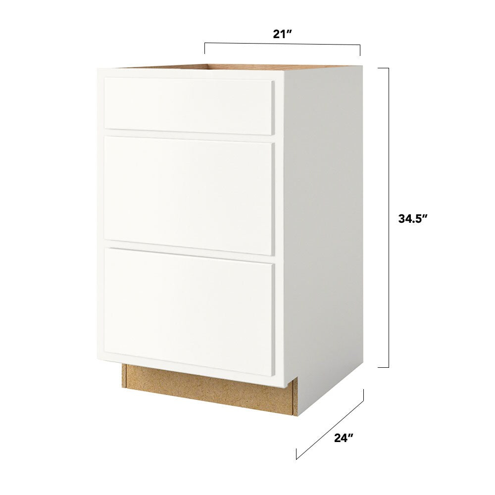 Shenandoah PRO Express Breckenridge 21-in W x 34.5-in H x 24-in D Linen Partial Overlay 3-Drawer Base Fully Assembled Plywood Cabinet
