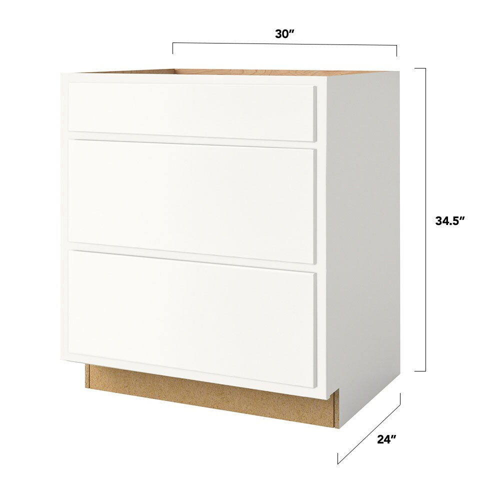 Shenandoah PRO Express Breckenridge 30-in W x 34.5-in H x 24-in D Linen Partial Overlay 3-Drawer Base Fully Assembled Plywood Cabinet