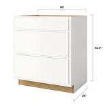 Shenandoah PRO Express Breckenridge 30-in W x 34.5-in H x 24-in D Linen Partial Overlay 3-Drawer Base Fully Assembled Plywood Cabinet