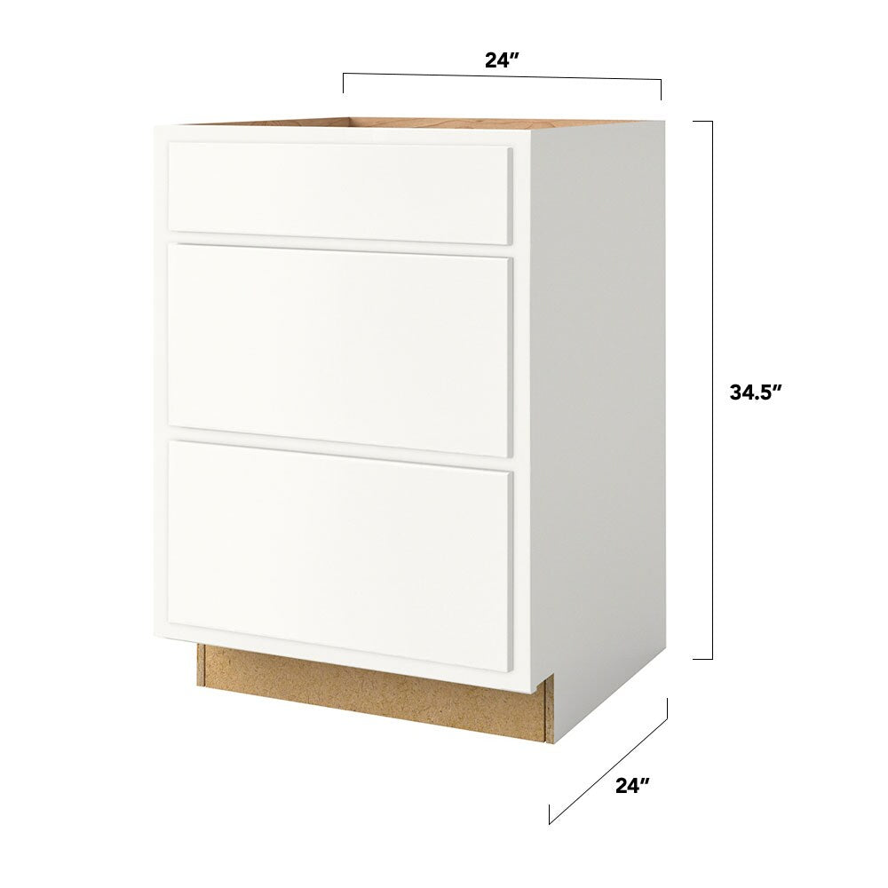 Shenandoah PRO Express Breckenridge 24-in W x 34.5-in H x 24-in D Linen Partial Overlay Maple 3-Drawer Base Fully Assembled Plywood Cabinet (Recessed Panel Style)