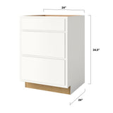 Shenandoah PRO Express Breckenridge 24-in W x 34.5-in H x 24-in D Linen Partial Overlay Maple 3-Drawer Base Fully Assembled Plywood Cabinet (Recessed Panel Style)