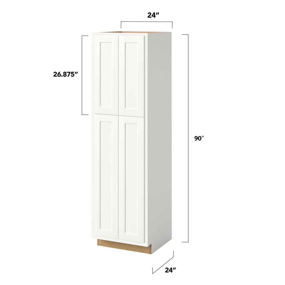 Shenandoah PRO Express Breckenridge 24-in W x 90-in H x 24-in D Linen Partial Overlay Pantry Fully Assembled Plywood Cabinet (Recessed Panel Shaker Door Style)