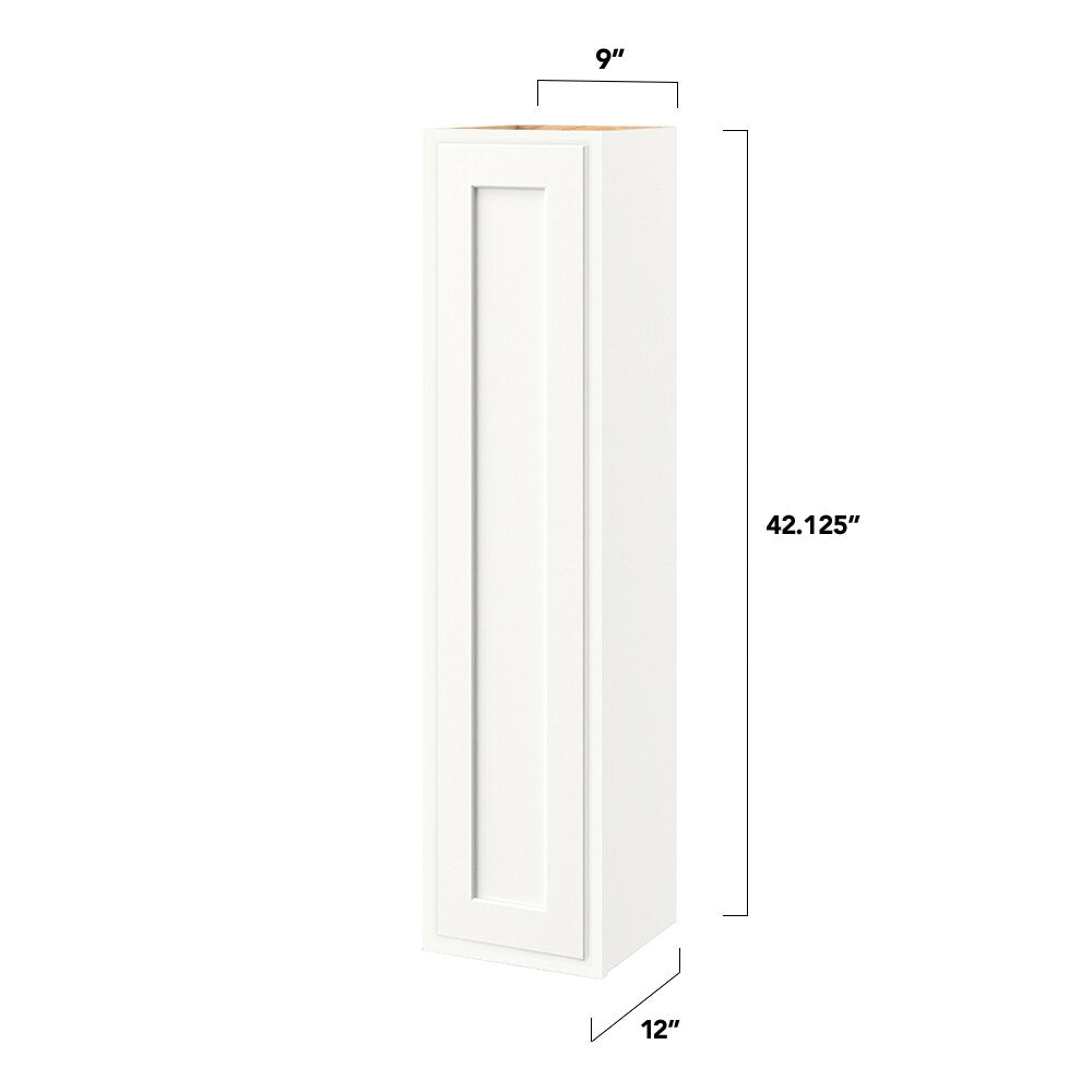 Shenandoah PRO Express Breckenridge 9-in W x 42.125-in H x 12-in D Linen Partial Overlay Wall Fully Assembled Plywood Cabinet (Recessed Panel Shaker Door Style)