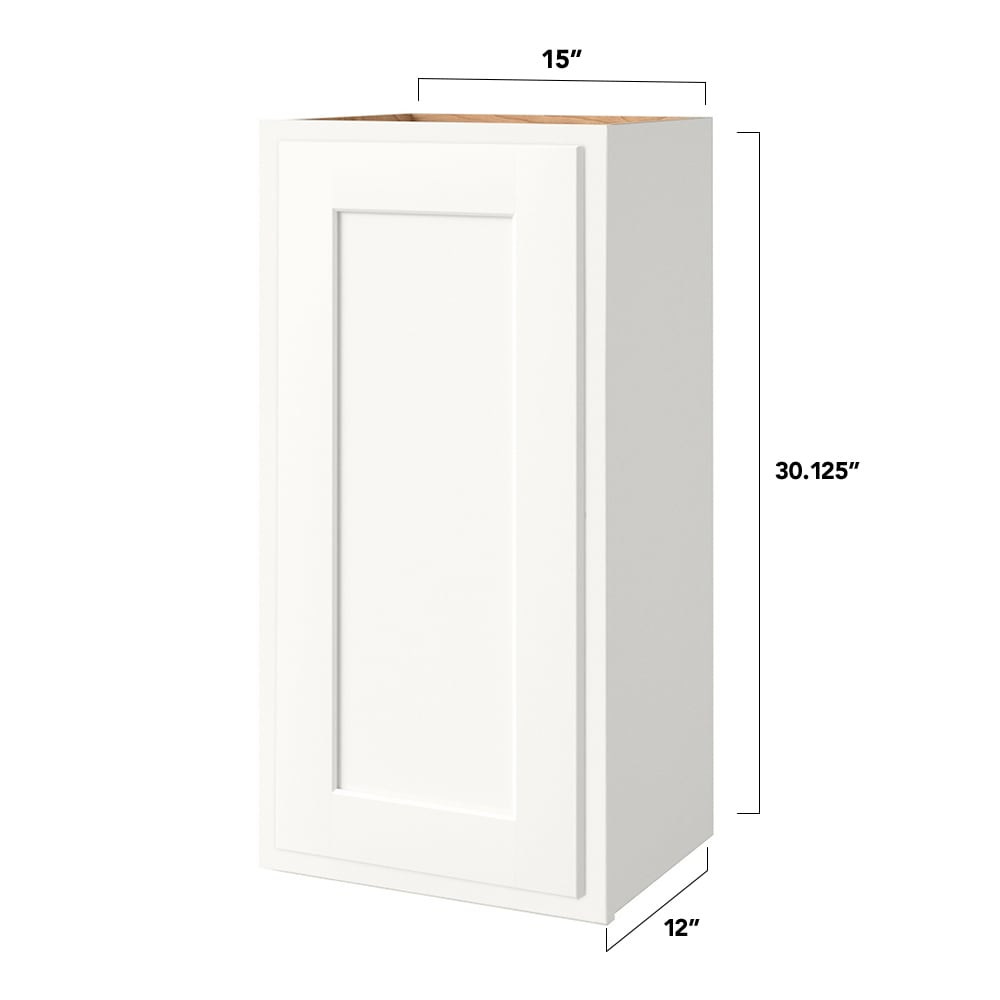Shenandoah PRO Express Breckenridge 15-in W x 30.125-in H x 12-in D Linen Partial Overlay Wall Fully Assembled Plywood Cabinet (Recessed Panel Shaker Door Style)