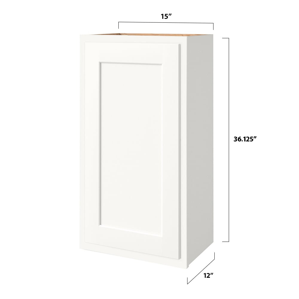 Shenandoah PRO Express Breckenridge 15-in W x 36.125-in H x 12-in D Linen Partial Overlay Wall Fully Assembled Plywood Cabinet (Recessed Panel Shaker Door Style)