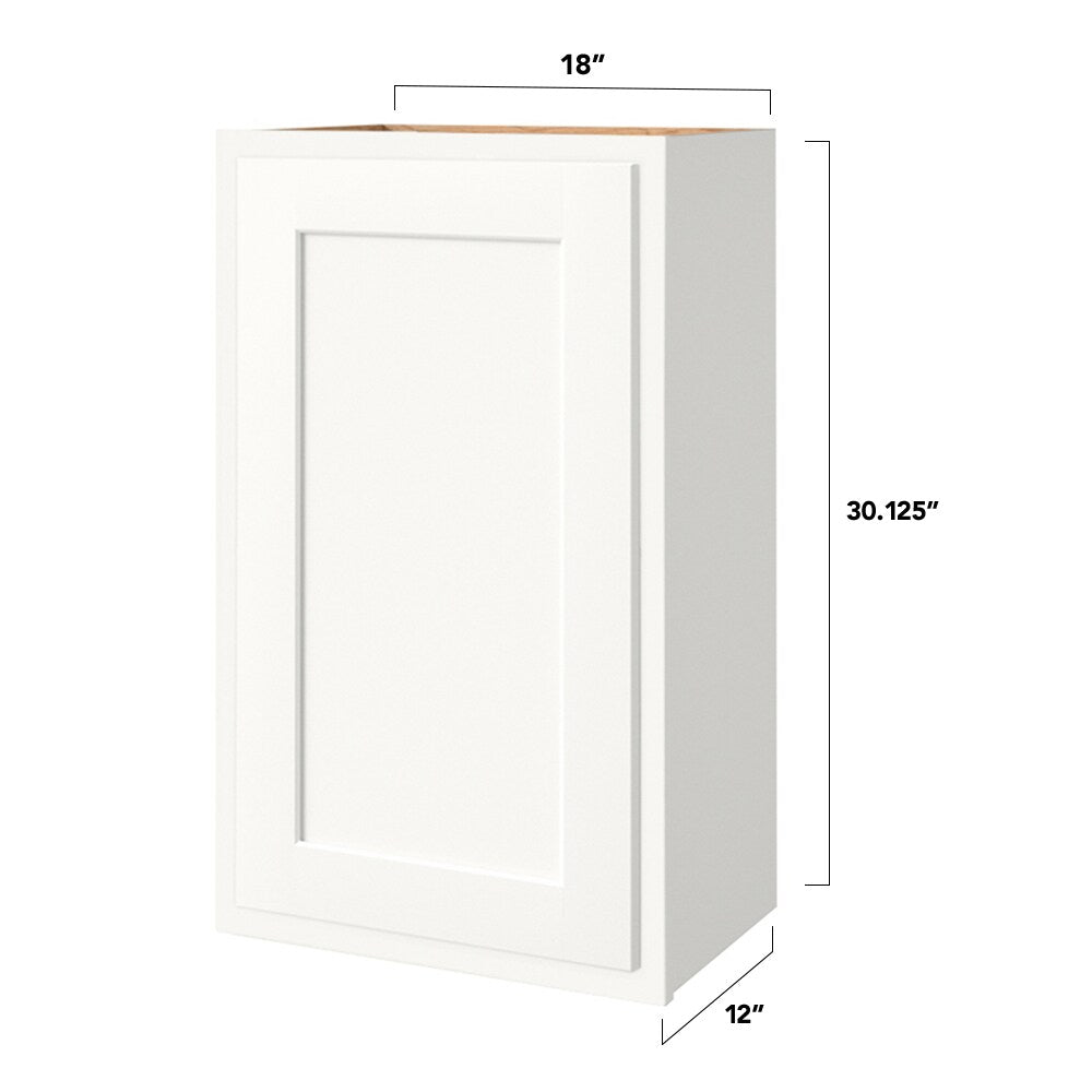 Shenandoah PRO Express Breckenridge 18-in W x 30.125-in H x 12-in D Linen Partial Overlay Wall Fully Assembled Plywood Cabinet (Recessed Panel Shaker Door Style)