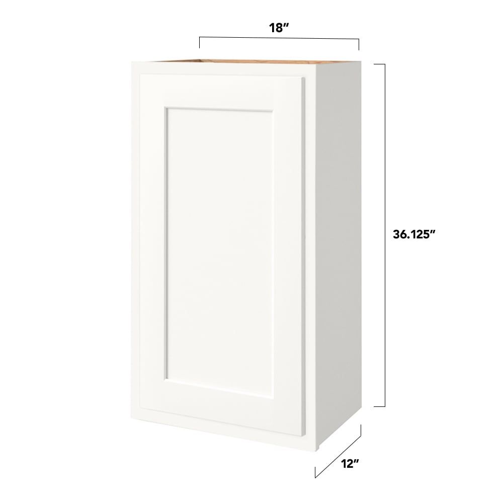 Shenandoah PRO Express Breckenridge 18-in W x 36.125-in H x 12-in D Linen Partial Overlay Wall Fully Assembled Plywood Cabinet (Recessed Panel Shaker Door Style)