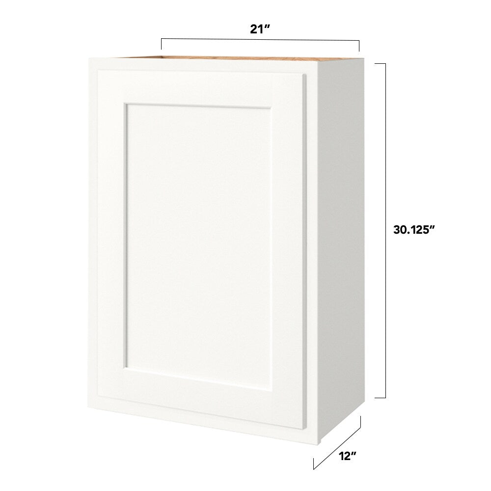 Shenandoah PRO Express Breckenridge 21-in W x 30.125-in H x 12-in D Linen Partial Overlay Wall Fully Assembled Plywood Cabinet (Recessed Panel Shaker Door Style)