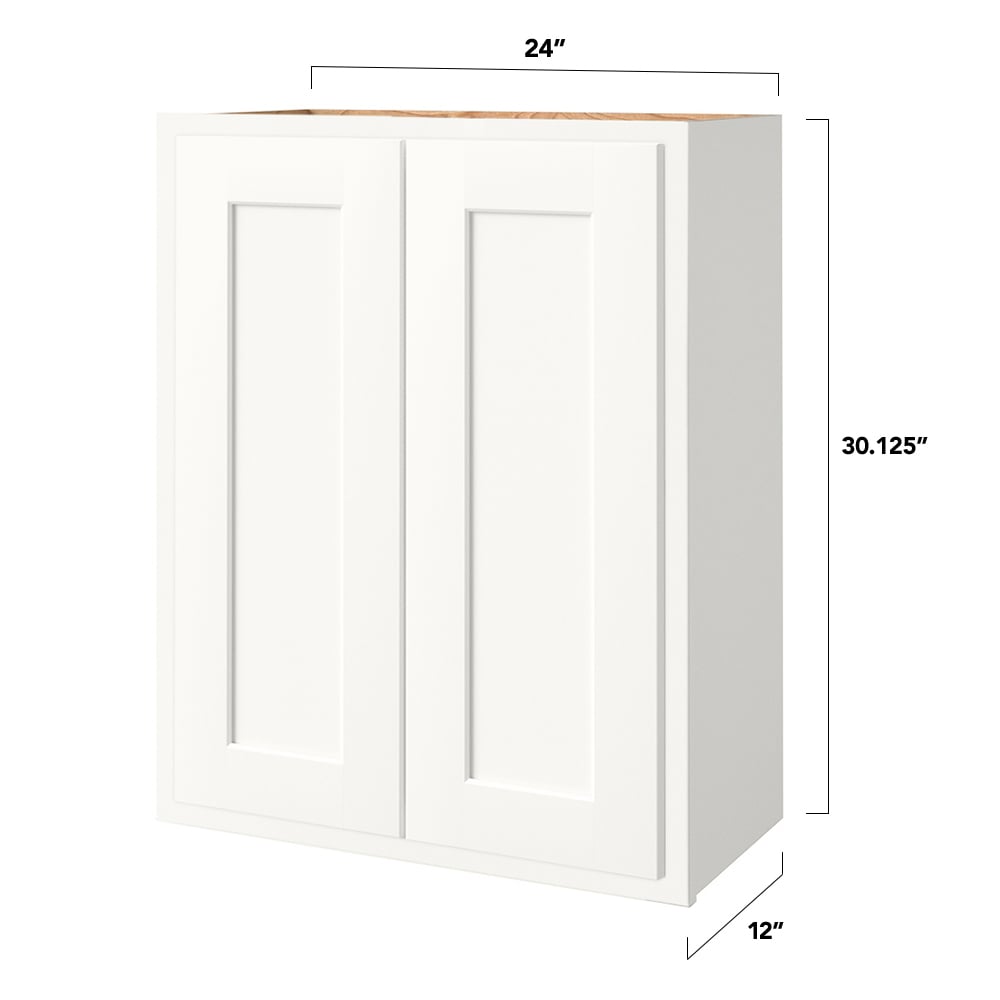 Shenandoah PRO Express Breckenridge 24-in W x 30.125-in H x 12-in D Linen Partial Overlay Wall Fully Assembled Plywood Cabinet (Recessed Panel Shaker Door Style)