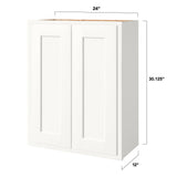 Shenandoah PRO Express Breckenridge 24-in W x 30.125-in H x 12-in D Linen Partial Overlay Wall Fully Assembled Plywood Cabinet (Recessed Panel Shaker Door Style)