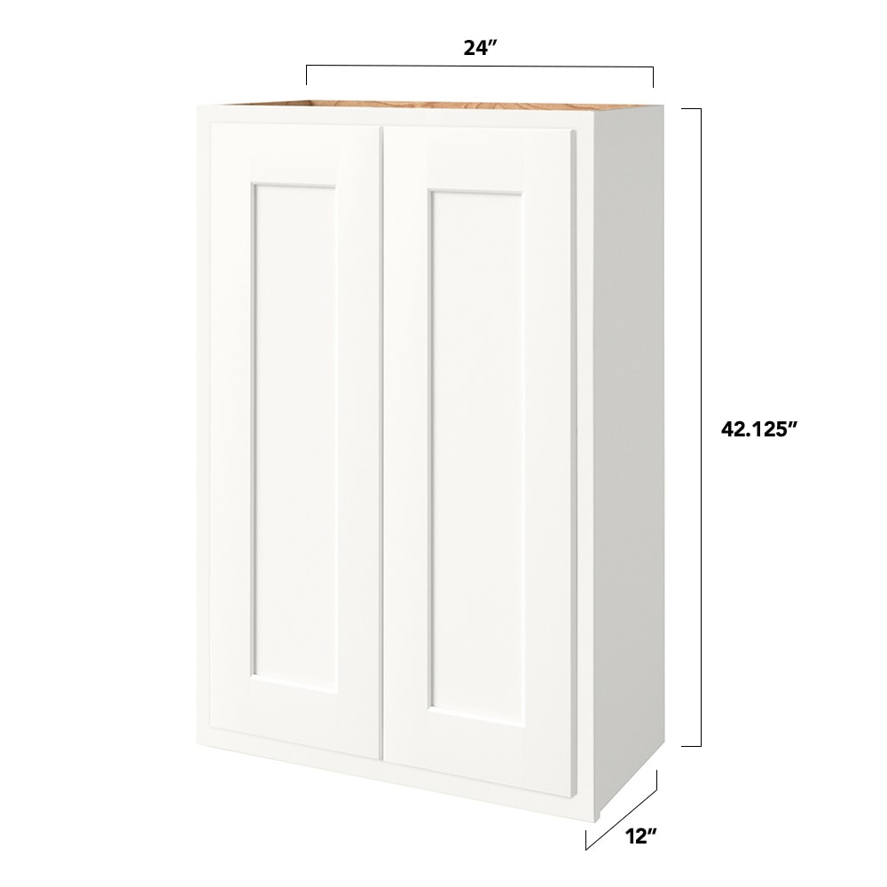 Shenandoah PRO Express Breckenridge 24-in W x 42.125-in H x 12-in D Linen Partial Overlay Wall Fully Assembled Plywood Cabinet (Recessed Panel Shaker Door Style)