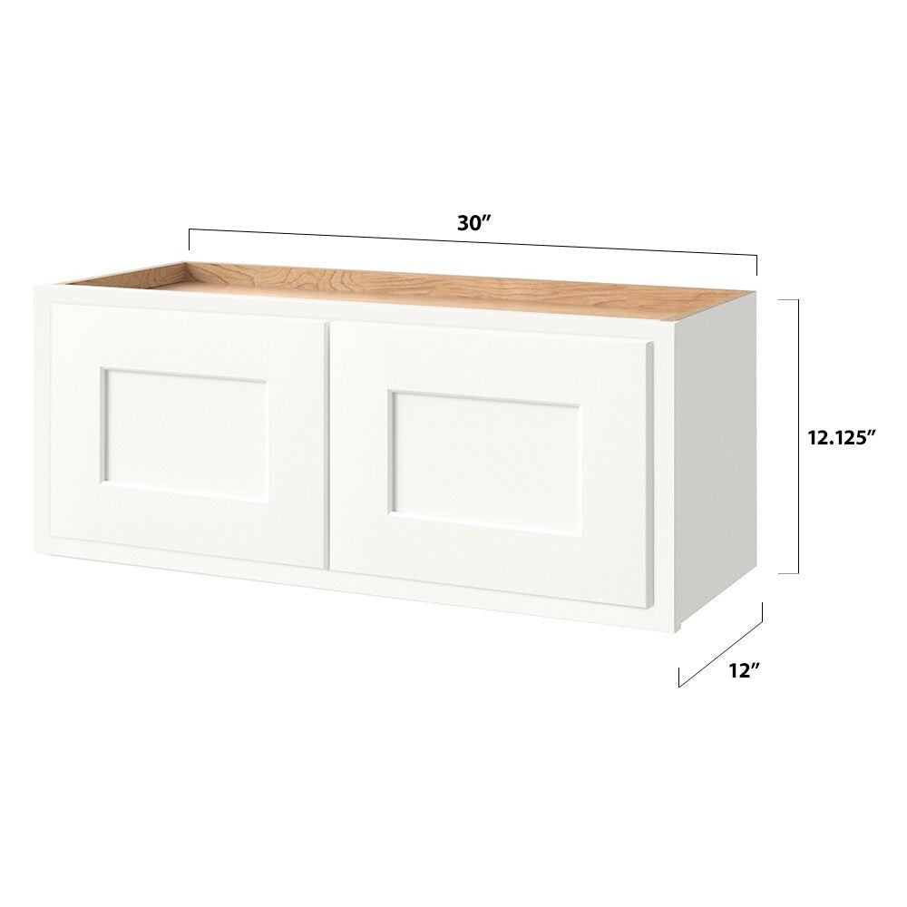Shenandoah PRO Express Breckenridge 30-in W x 12.125-in H x 12-in D Linen Partial Overlay Wall Fully Assembled Plywood Cabinet (Recessed Panel Shaker Door Style)