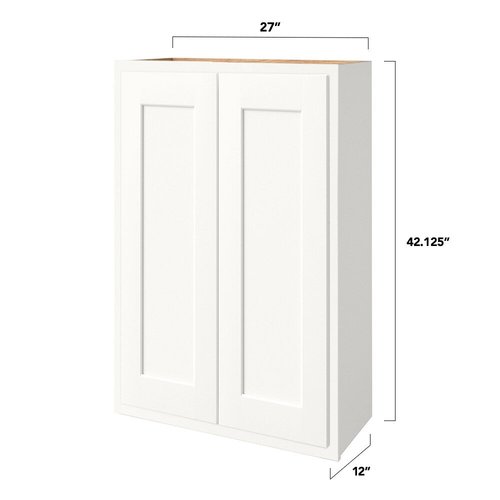 Shenandoah PRO Express Breckenridge 27-in W x 42.125-in H x 12-in D Linen Partial Overlay Wall Fully Assembled Plywood Cabinet (Recessed Panel Shaker Door Style)