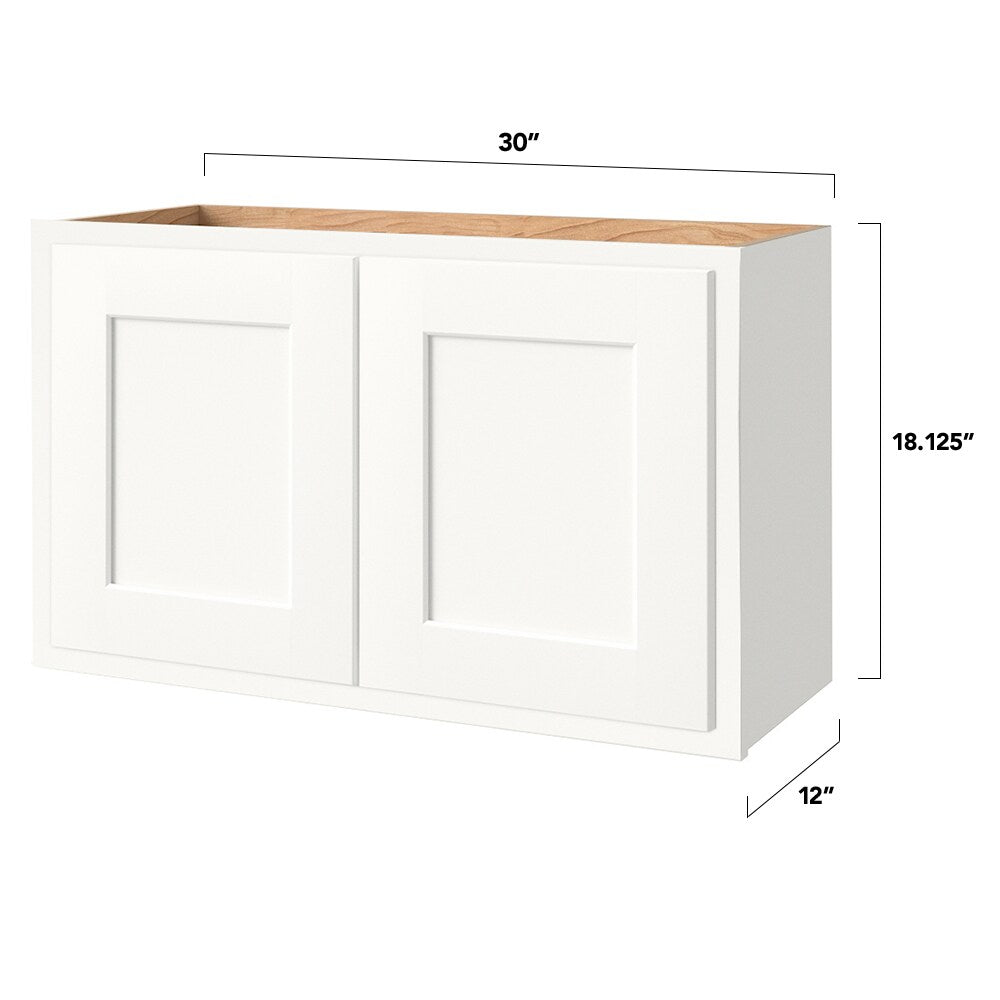 Shenandoah PRO Express Breckenridge 30-in W x 18.125-in H x 12-in D Linen Partial Overlay Wall Fully Assembled Plywood Cabinet (Recessed Panel Shaker Door Style)