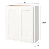 Shenandoah PRO Express Breckenridge 30-in W x 36.125-in H x 12-in D Linen Partial Overlay Wall Fully Assembled Plywood Cabinet (Recessed Panel Shaker Door Style)