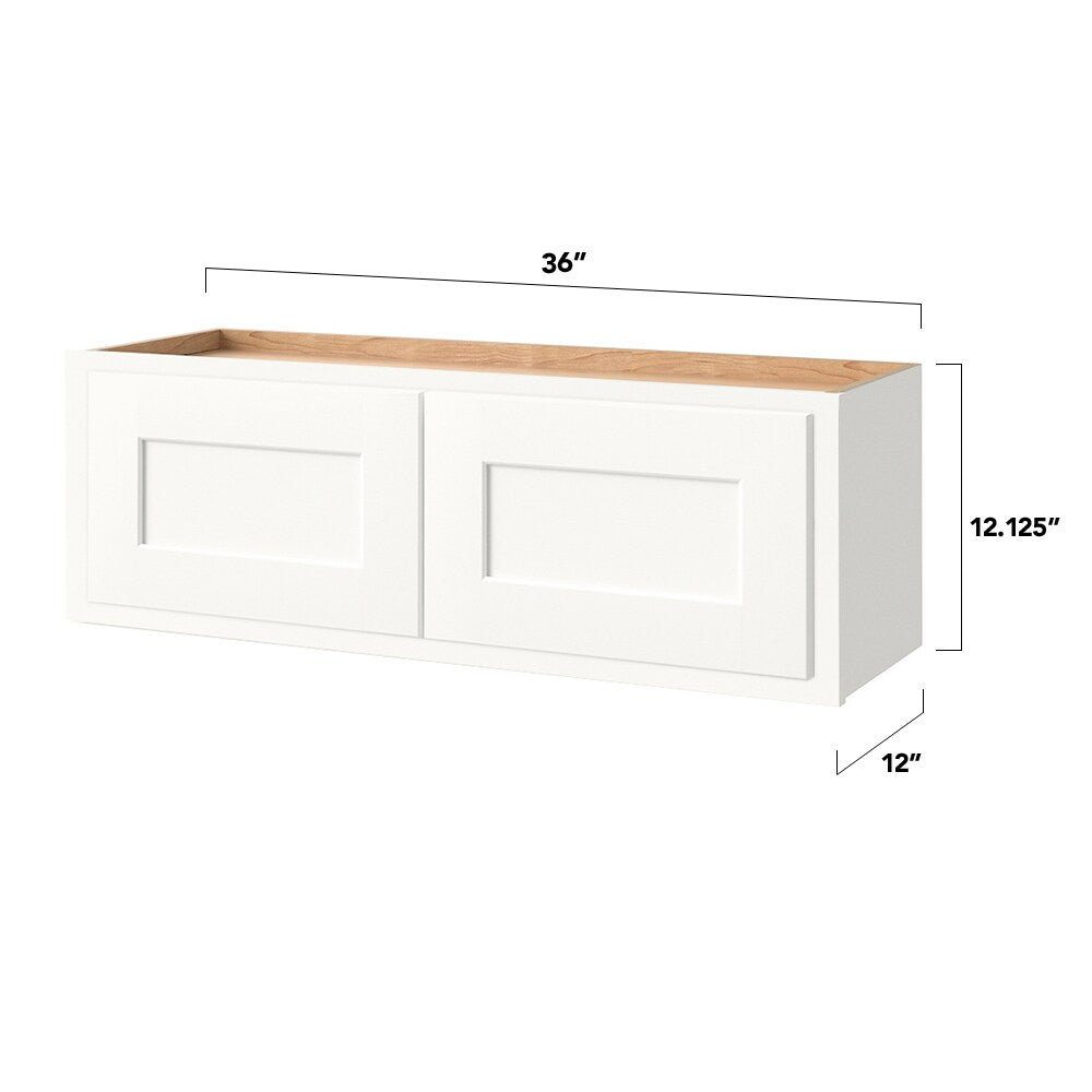 Shenandoah PRO Express Breckenridge 36-in W x 12.125-in H x 12-in D Linen Partial Overlay Wall Fully Assembled Plywood Cabinet (Recessed Panel Shaker Door Style)