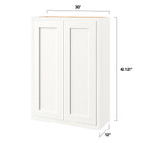 Shenandoah PRO Express Breckenridge 30-in W x 42.125-in H x 12-in D Linen Partial Overlay Wall Fully Assembled Plywood Cabinet (Recessed Panel Shaker Door Style)