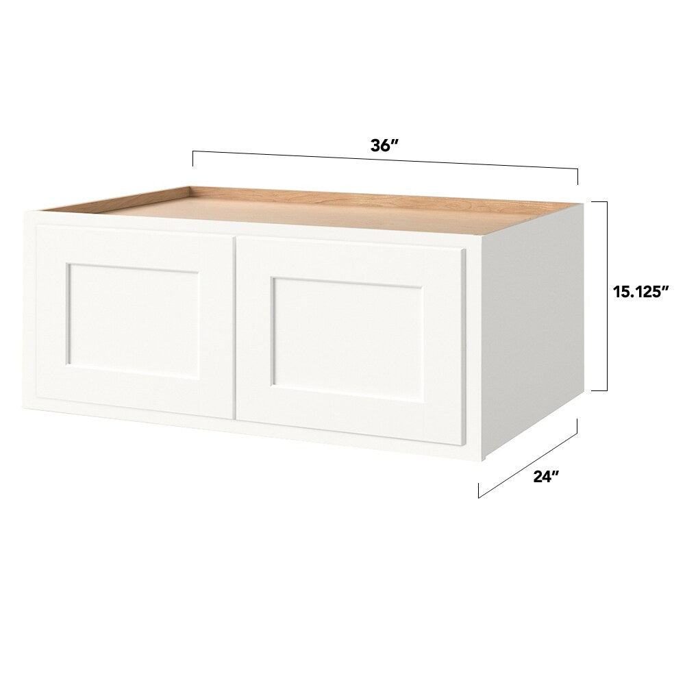 Shenandoah PRO Express Breckenridge 36-in W x 15.125-in H x 24-in D Linen Partial Overlay Wall Fully Assembled Plywood Cabinet (Recessed Panel Shaker Door Style)