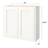 Shenandoah PRO Express Breckenridge 33-in W x 30.125-in H x 12-in D Linen Partial Overlay Maple Wall Fully Assembled Plywood Cabinet (Recessed Panel Shaker Door Style)