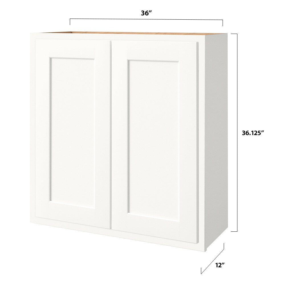 Shenandoah PRO Express Breckenridge 36-in W x 36.125-in H x 12-in D Linen Partial Overlay Wall Fully Assembled Plywood Cabinet (Recessed Panel Shaker Door Style)