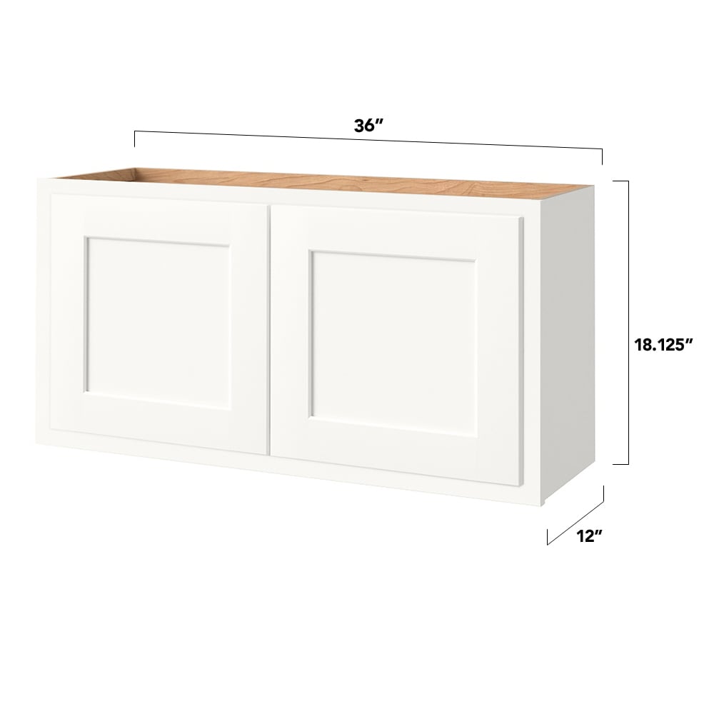 Shenandoah PRO Express Breckenridge 36-in W x 18.125-in H x 12-in D Linen Partial Overlay Wall Fully Assembled Plywood Cabinet (Recessed Panel Shaker Door Style)