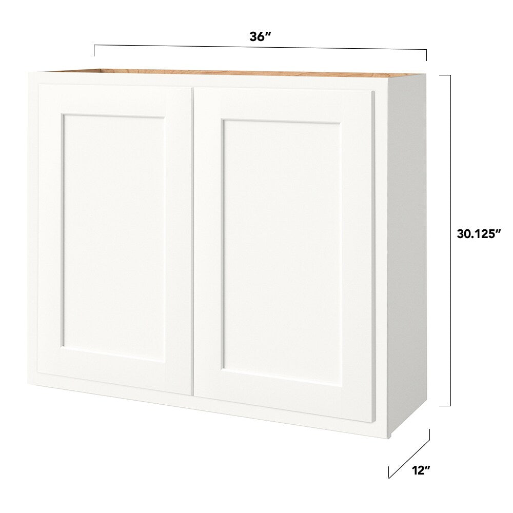 Shenandoah PRO Express Breckenridge 36-in W x 30.125-in H x 12-in D Linen Partial Overlay Wall Fully Assembled Plywood Cabinet (Recessed Panel Shaker Door Style)
