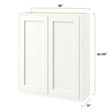Shenandoah PRO Express Breckenridge 36-in W x 42.125-in H x 12-in D Linen Partial Overlay Wall Fully Assembled Plywood Cabinet (Recessed Panel Shaker Door Style)