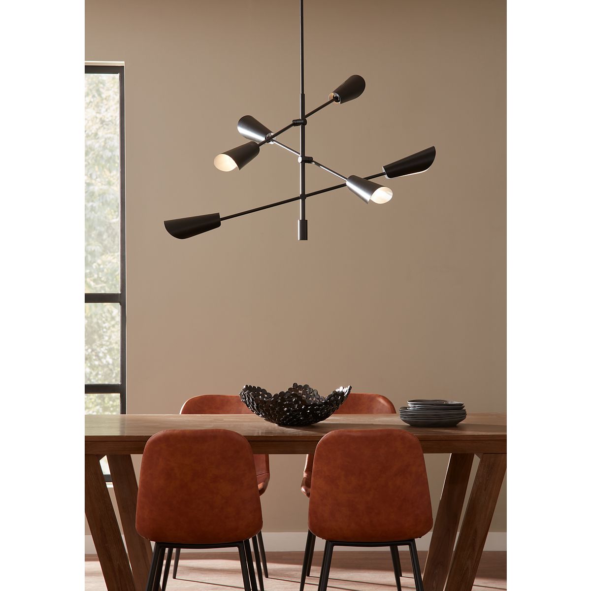 Progress Lighting Cornett 6-Light Matte Black Modern/Contemporary Led Chandelier