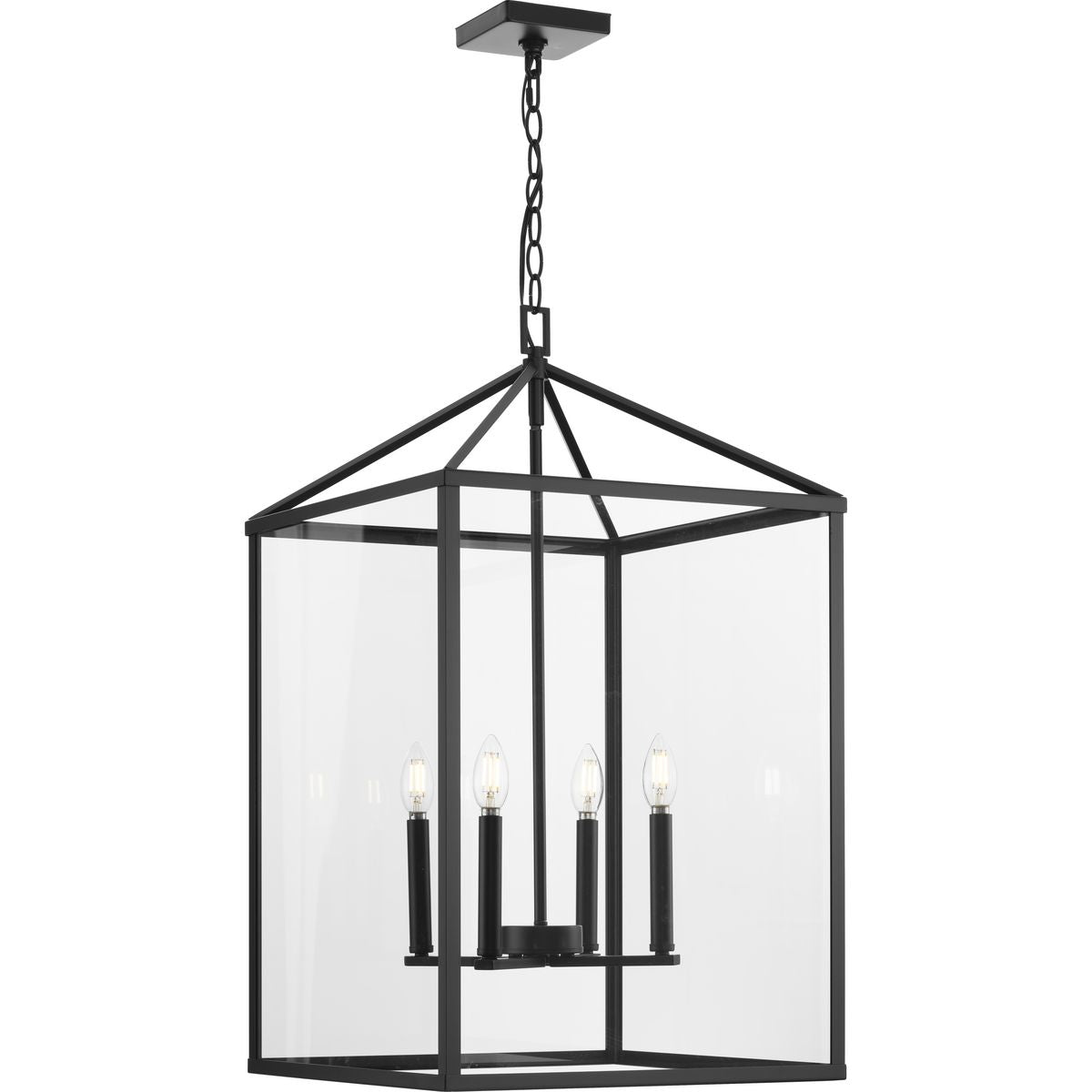 Progress Lighting Hillcrest 4-Light Matte Black Transitional Chandelier