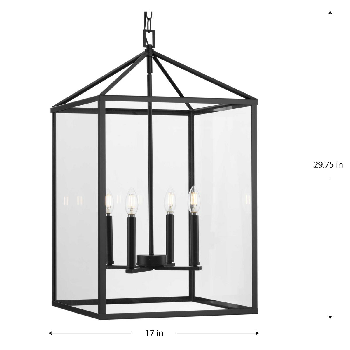 Progress Lighting Hillcrest 4-Light Matte Black Transitional Chandelier