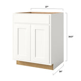 Shenandoah PRO Express Breckenridge 27-in W x 34.5-in H x 24-in D Linen Partial Overlay 1-Drawer Base Fully Assembled Plywood Cabinet (Recessed Panel Shaker Style)