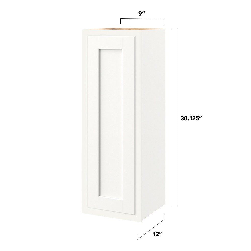 Shenandoah PRO Express Breckenridge 9-in W x 30.125-in H x 12-in D Linen Partial Overlay Wall Fully Assembled Plywood Cabinet (Recessed Panel Shaker Door Style)