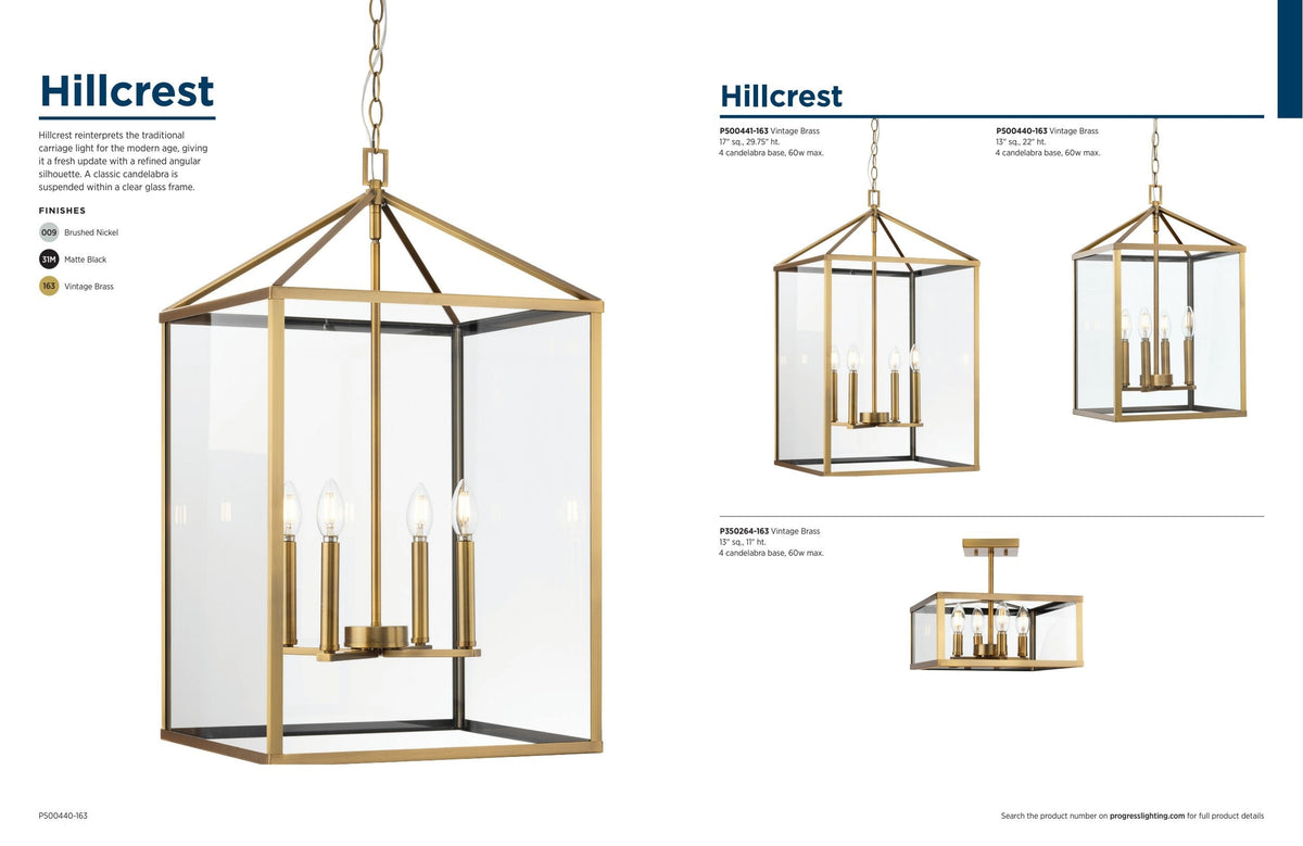 Progress Lighting Hillcrest 4-Light Matte Black Transitional Chandelier