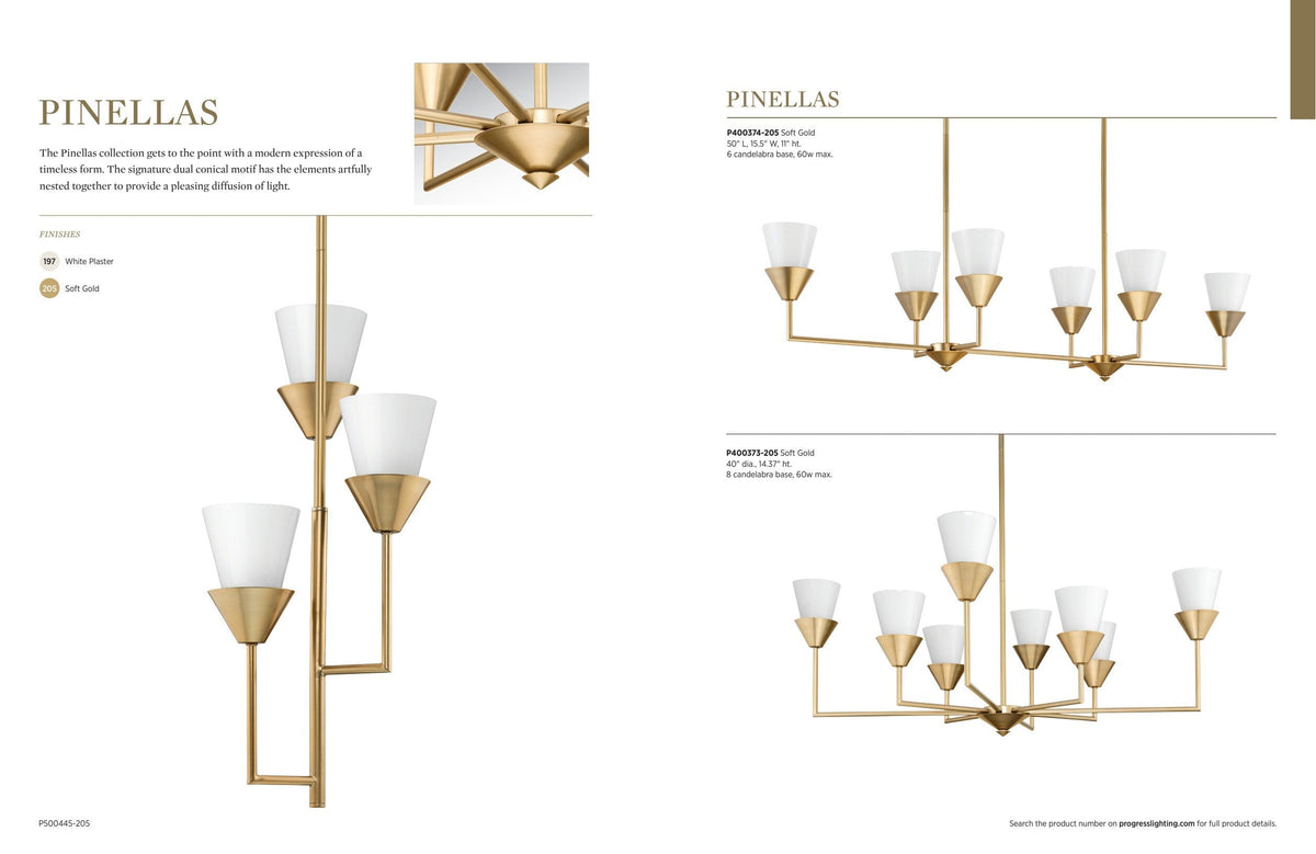 Progress Lighting Pinellas 6-Light Gold Modern/Contemporary Chandelier