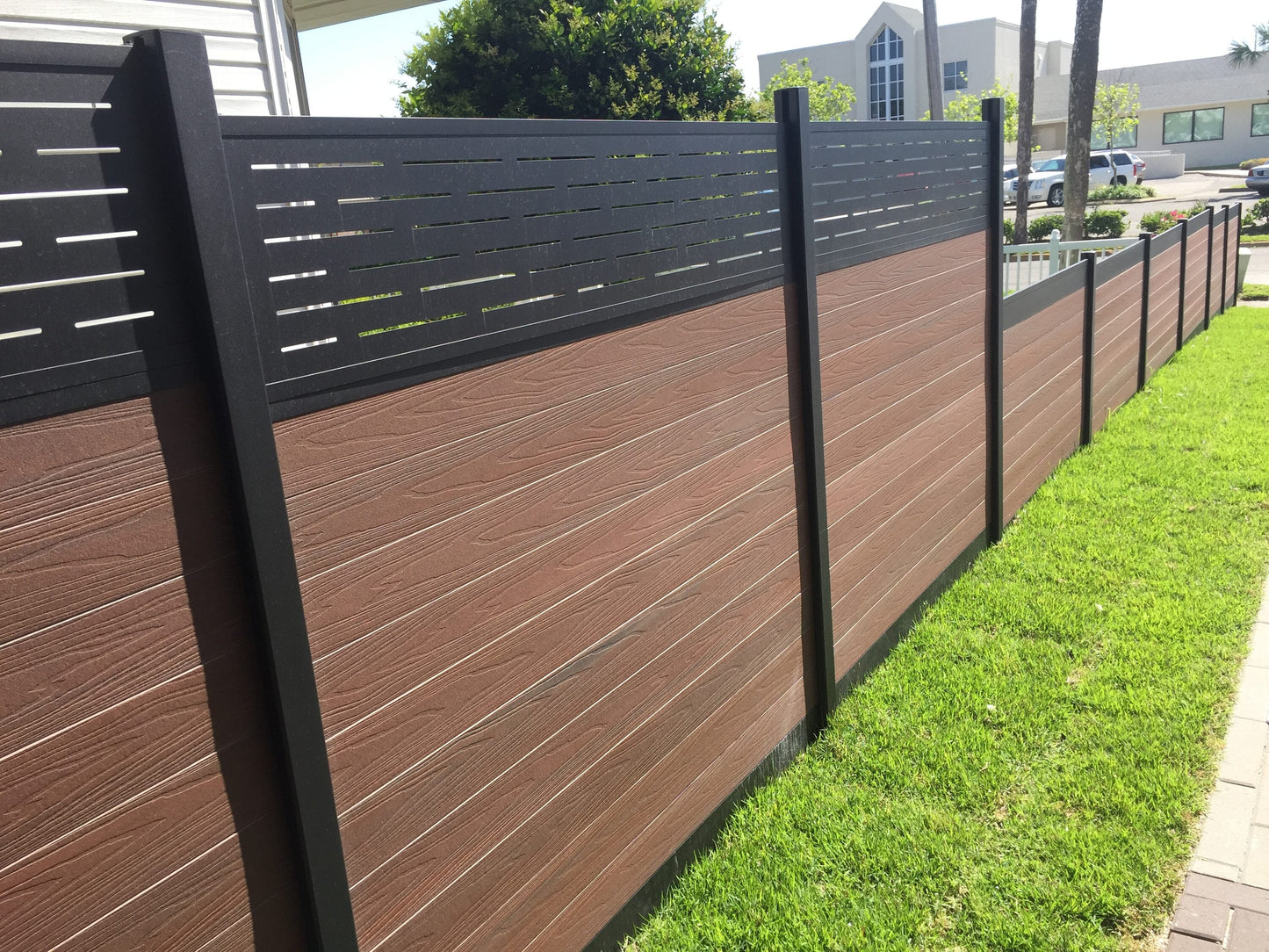 Infinity Euro 6-ft H Black Composite Fence with Post Cap