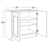 Home Decorators Collection Grayson 33 in. W x 24 in. D x 34.5 in. H Assembled Plywood Full Height Door Base Kitchen Cabinet in Mythic Blue